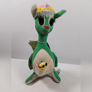 Vintage Dream Pets Matilda Green Kangaroo Plush W/Baby In Pouch NOS